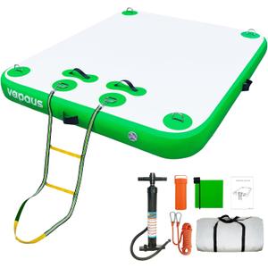 Vapaus Inflatable Floating Dock Air Dock Platform Non-Slip Inflatable Water Swim Mat Floating Island Raft for Pool Lake Beach Ocean Fishing Relaxing (Yellow Orange, 5ft x 6ft x 6")
