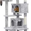 Yaheetech 54in Cat Tree Cat Tower w/Scratching Posts, Double Condos and Dangling Balls Kittens Pet House Play, Light Gray