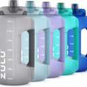 ZULU Goals Large Water Bottle Jug with Time Marker & Handle for All Day Hydration | Silicone Soft Straw with Locking Leak-Proof Lid | For Gym, Camping, Workout, and Outdoors | BPA-Free | 64oz, 128oz (Grey)