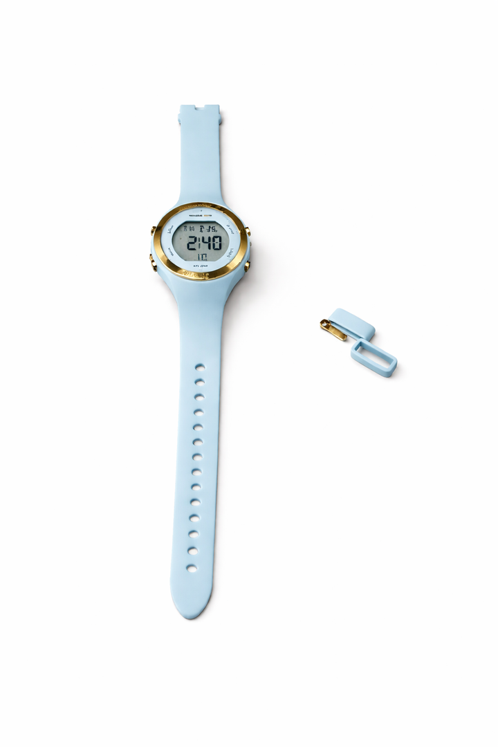 Armitron Sport Women's Digital Chronograph Resin Strap Watch, 45/7012,Light Blue/Silver