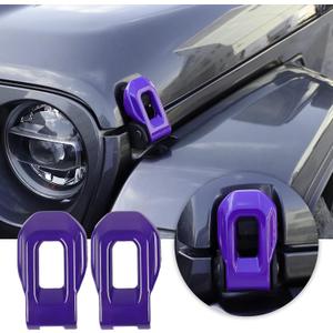 Voodonala for Jeep JL ABS Hood Latches Engine Buckle Bonnet Fastener Engine Cover Decor Trim Protction Cover for 2018-2026 Jeep Wrangler JL JLU Gladiator JT Exterior Accessories Purple 2pcs