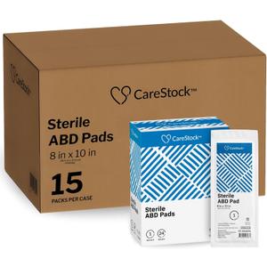 CareStock Abdominal Pads 8x10 in [48-Pack] Sterile ABD Pads, Extra Absorbent, Individually Wrapped, Wound Care First Aid (24)