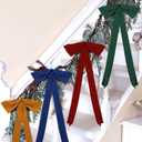 12 PCS Christmas Frayed Edge Bows Decoration - 12" x 24" Chiffon Silk Ribbon Large Vintage Bow Ornaments Set for Xmas Tree Topper, Garland, Wreath, Candlestick - Holiday Indoor Outdoor Decor (Classic Color)