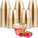 JOLLY CHEF 5 oz 100 Pack Small Glitter Disposable Cups, Glitter Plastic Cups, Disposable Plastic Shot Glasses Perfect for Parties Halloween Thanksgiving Christmas (Glitter-5oz)