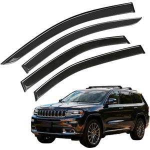Window Visor Wind Deflector, 4PCS Tape-On Rain Guards for 2021 2022 2023 2024 2025 Jeep Grand Cherokee L, Outside Mount Sun Shade Side Window Vent Visors, Black