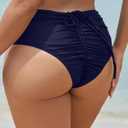 Leoparts Plus Size Women's Bikini Bottom High Waisted Drawstring Swimsuit Bottoms Ruched Full Coverage Bathing Suit Briefs (L)