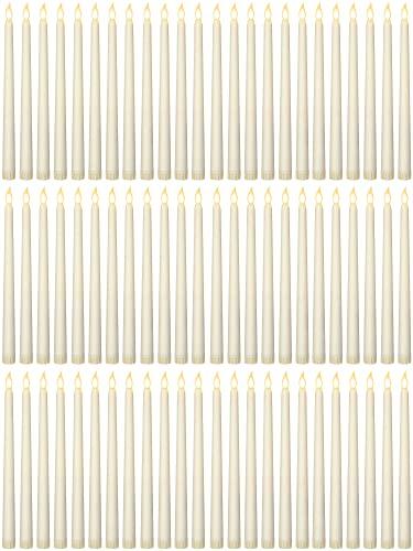Retisee 100 Pcs 11 Inch Flameless Taper Candles LED Candles Bulk Battery Operated Taper Candle Flickering LED Candlesticks for Valentines Birthday Wedding Party Decor (Classic Style,Ivory)