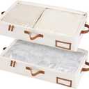 StorageWorks Under Bed Storage Containers with Handles and Label Holder, 2 Pack Ultra-thick Fabric Underbed Bins, Closet Organizer for Clothes, Blankets, Sweater (Medium, Ivory White)