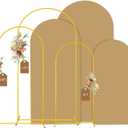MODFUNS Arch Backdrop Stand and Cover Set 6&6.6&7.2ft Khaki Arch Backdrop Covers Set of 3 Gold Arch Frame Spandex Arched Covers for Party Birthday Banquet Wedding Ceremony Decoration
