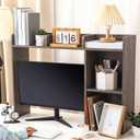 Briwooody Dorm Desk Bookshelf Desk Hutch Organizer with 5 Shelves and 3 Tier Desktop Hutch Storage Organizer for College Dorm Home Office Supply, 32.5 x 23.5 x 8 Inch(Grey)