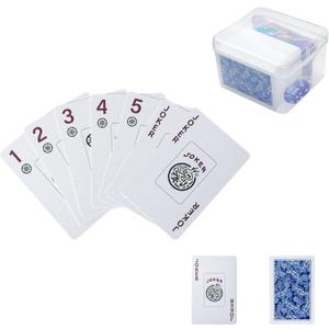 178-Piece Mahjong Playing Cards (Blue)  American & Chinese Style, Includes Storage Box, Dice, Chips & Wind Indicator  Portable, Waterproof, Travel-Friendly