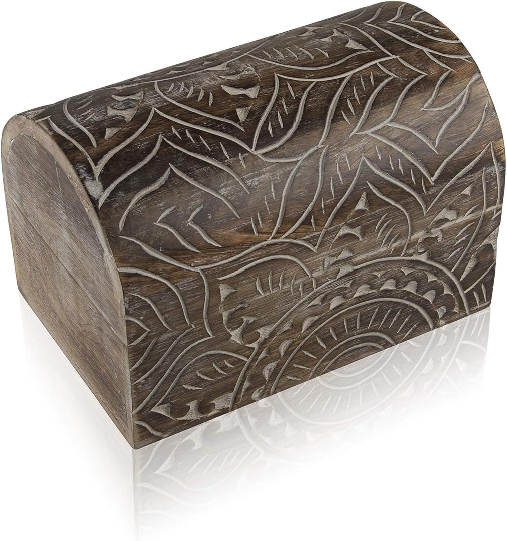 Great Birthday Gift Ideas Handmade Decorative Wooden Jewelry Box Treasure Box Jewelry Organizer Keepsake Box Treasure Chest Trinket Holder Lock Box Watch Box 9 x 6 Inch Great Gift Ideas (Brown) (Antique Finish)