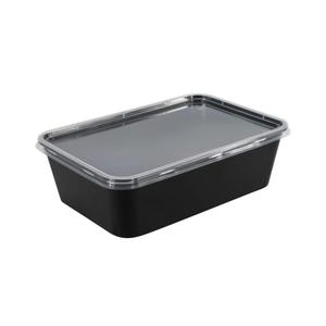 Black Rectangle Food Containers - 25 oz, Plastic - Case of 120 - For Meal Prep, Takeout & Food Storage, Large