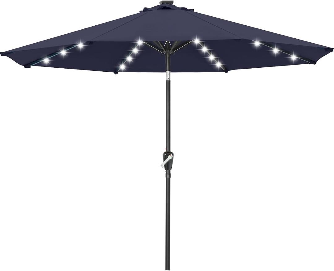 ABCCANOPY Durable Solar Led Patio Umbrellas with 32LED Lights 11FT (Deep Blue)