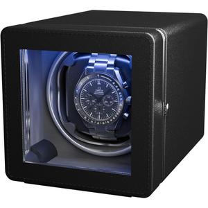 Watch Winder,Automatic Single Watch Winder with Quiet Motor,4 Rotation Mode Setting Built-in LED Light Type-C Suitable for Men's and Women's Christmas, Gifts(Black)