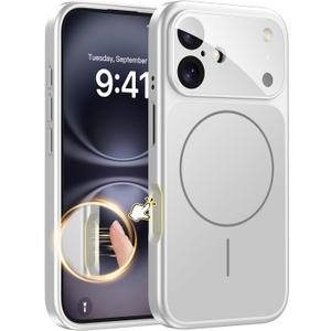 TOBOVON Magnetic for iPhone 16 Case with Camera Lens Protector, Compatible with MagSafe, Camera Control Button, Slim Shockproof Phone Cover for iPhone16, Silver