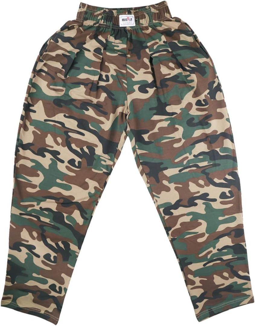 Muscle Alive Men's Baggy Sweatpants Athletic Gym Pants Bodybuilding Fitness Sports Trousers Loose Fit Joggers with Pockets (X-Large, Camouflage)
