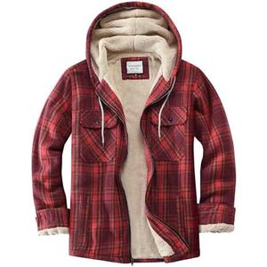 *WINDFIT Women's Full Zip Fleece Flannel Jacket Plaid Sherpa Lined Jacket for Women, Size XL, Red