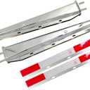Stainless Steel Straight Spring Loaded Mud Flap Hanger Set 2.5" Bolt Spacing 30" Length with Aluminum Reflective Tapes fit for Semi Trucks, 2 pcs
