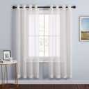 NICETOWN Sheer Window Curtains 72 inches Long, Silver Grommet Light Filtering Window Drapes Airy & Breathable Living Room Voile Panels for Flat/Apartment, Beige, 108" W Total 2 Pieces