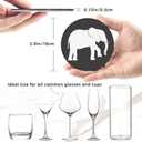 Black and White Elephant Leather Drink Coasters Set of 6 with Holder Round Cup Coaster for Table Decor (1)