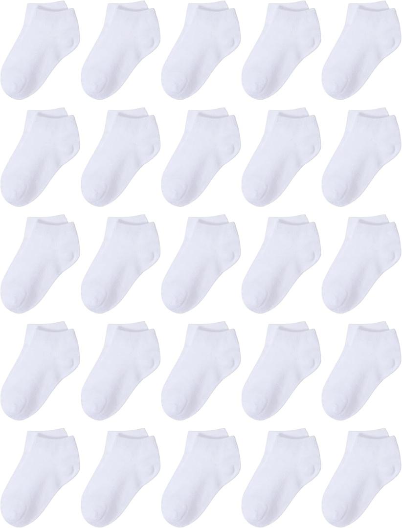 Cooraby 25 Pairs Kids' Socks Low Cut Socks Half Cushion Sport Ankle Athletic Socks for Boys Girls