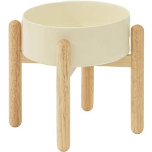 Havniva Ceramic 8.2inch Raised Dog Bowl with Stand for Large - Breed Dogs, Pet Food and Water Feeder(Single Bowl with Stand - Beige)