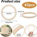 45 Pcs 4 Inch Wooden Rings for Crafts, Natural Unfinished Solid Wooden Rings for Macrame, DIY Projects, Jewelry Making and Home Decor Crafting Supplies (4 Inch Diameter)