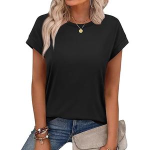 Short Sleeve Shirts for Women Crew Neck Tee - Fashion Summer Spring Cap Sleeve Tops for Women Size L