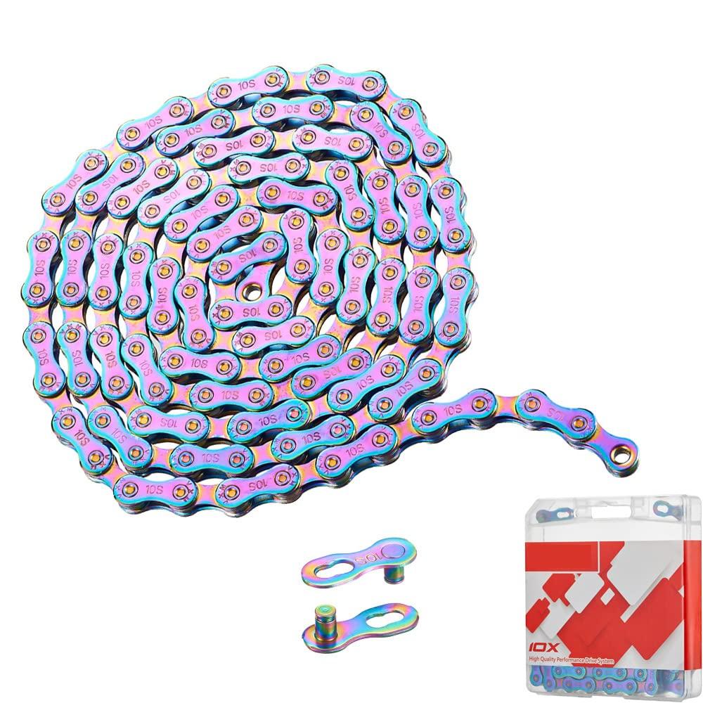 10 Speed Bike Chain Rainbow Chain for Bike 1/2" x11/128 116 Links Lightweight Bicycle ChainBike Chains MTN BTX MTB Mountain Bike Road Bicycle Chain