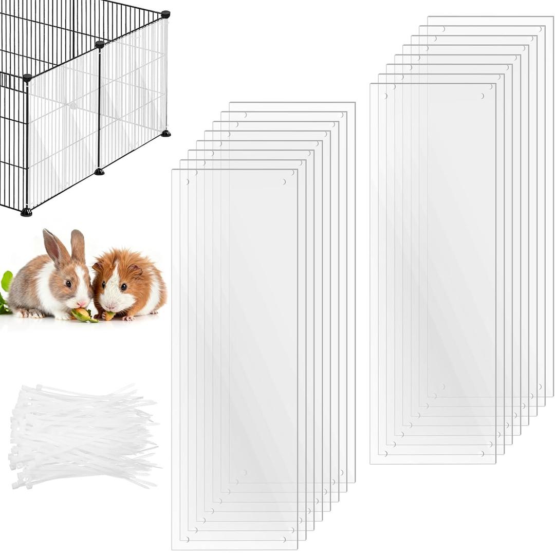 16Pcs Pet Cage Liner Protection, 144.5 Clear Plastic Pet Cage Guard Liners Guinea Pig Cages Side Lining Cages Urine Guard for Rabbit, Guinea Pig, Hamster, Hedgehog, Chinchilla, Ferret, Bunny