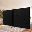 Rantila 2 Large Panels Room Divider, Portable Office Divider, Convenient Movable, Folding Partition Privacy Screen for Bedroom, Dining Room, Study, 142" W x 71" H, Black