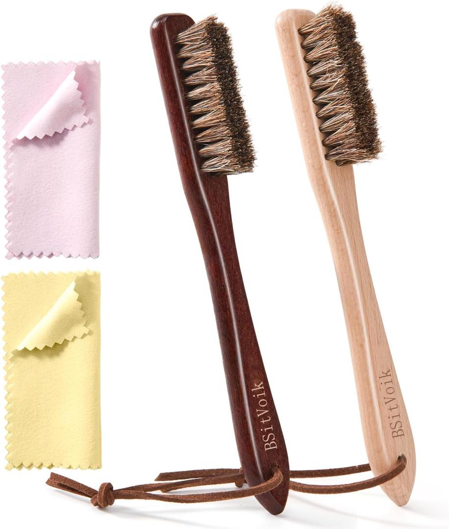 Horsehair Silver Brush Jewelry Cleaning Cloth Set - Detailing Brush for Silverware - Silver Polishing Cloth for Sterling, Cutlery, Metal - Perfect Match for Silver Polish