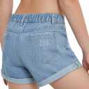 EXARUS Girls Ripped Jean Shorts Teen Summer Cute Distressed Frayed Raw/Folded Hem Tween Denim Youth Kids Casual (Blue, M)