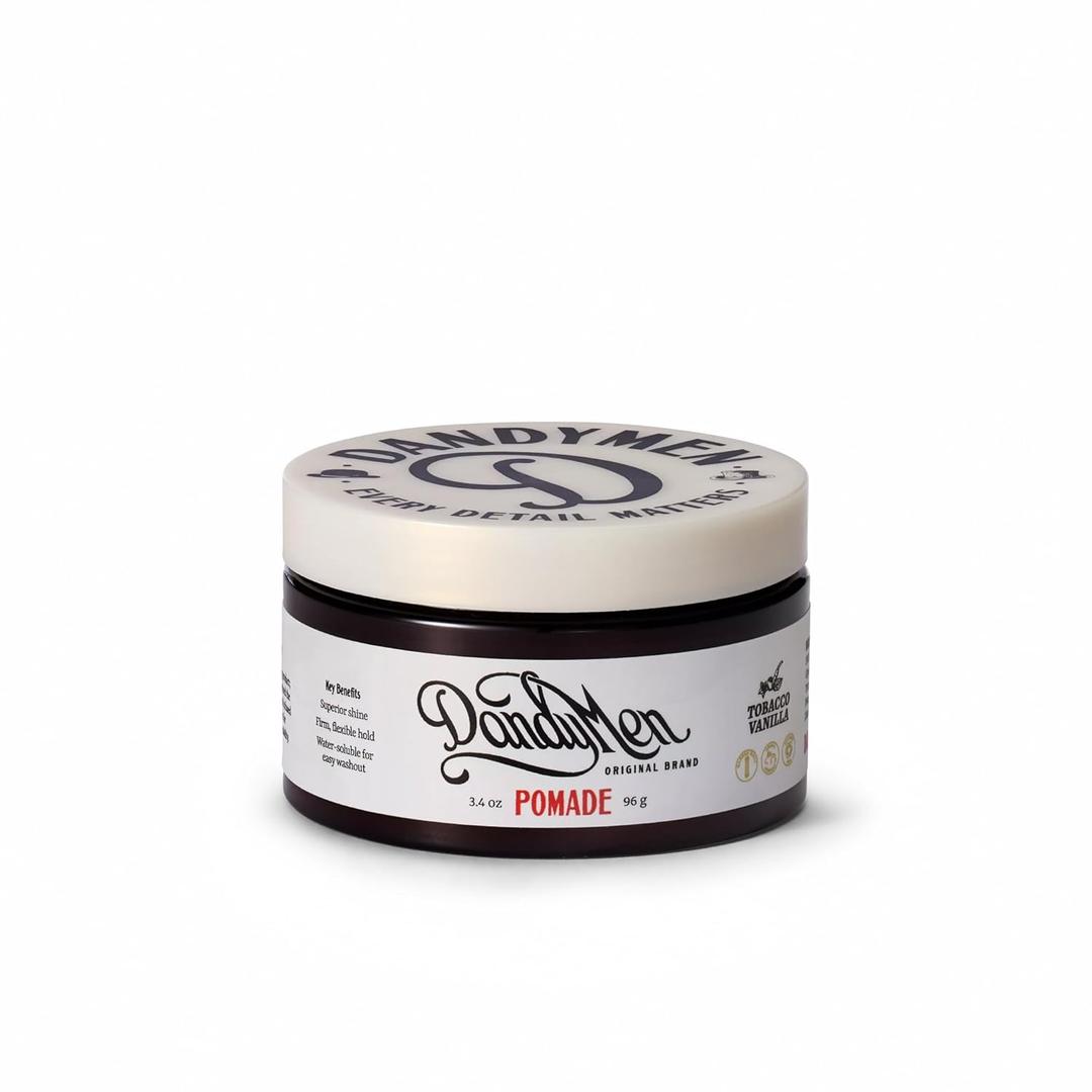 Pomade Strong Hold, High Shine, and Hydrating Formula with Pro-Vitamin B5 Tobacco Vanilla Scent 4 oz