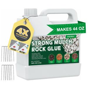 Concentrate Rock Glue, Makes 44oz Pea Gravel Glue for Landscaping, Mulch Bark Binder Spray for Outdoor, Garden, Yard, Pet-Friendly Mulch Anchor Easily Holds Rubber, Stone, Pebble, Gravel, Wood