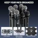 Phenyx Pro MA-H1 8-Slot Multi-Microphone Holder, Wired & Wireless Handheld Microphone Organizer and Display, Mics Storage Hanger, Compatible with 3/8" to 5/8" Threaded Mic Stands, PC Material (Black)