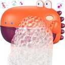 Grechi Dinosaur Bath Toys for Toddlers, Automatic Bubble Machine with 12 Childrens Songs, Baby Bathtub Toys for Kids Age 1-3 5-7, Fun & Safe Bath Time Toys for Boys & Girls (Orange)