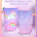 2 x Standing Pencil Case for Kids - Back to School Stuff, Cute Unicorn Telescopic Zipper Pencil Case Aesthetic, Large Capacity Stand up Pen Bag, Portable Pen Holder, Study Supplies for Students