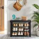 SONGMICS Shoe Rack Bench, 4 Tier Bamboo Shoe Storage Organizer, Entryway Bench, for Living Room, Bathroom, Bedroom, 11.3 x 27.6 x 20.5 Inches, Ink Black 