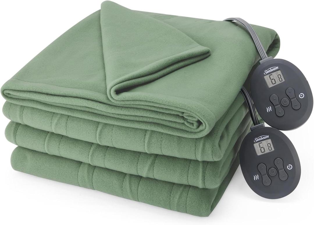 Sunbeam Royal Luxe Night Fog Heated Blanket 12-Heat Settings Auto Off Machine Washable Twin