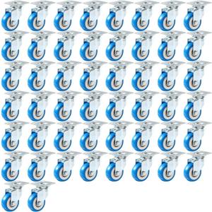 FactorDuty 50 Pack Caster Swivel Plate On Blue Polyurethane Wheels (2" no brake)