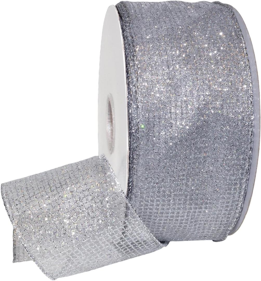 Morex Ribbon 7435 Cosmic Ribbon, Silver, 2-1/2" x 50 yd