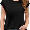 Floral Find Girls Casual Crewneck Cap Sleeve T Shirts Summer Tunic Tops Loose Fit Cute Tee, Black, 10-11Y (Black, XL)