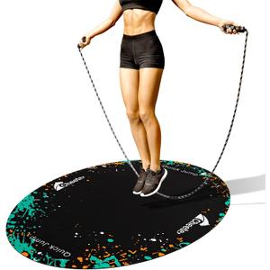 Jump Rope Mat Large Rubber Exercise Mat Workout Mats for Home Gym Flooring Non-Slip Oval Design for Floor & Rope Protection (Green)