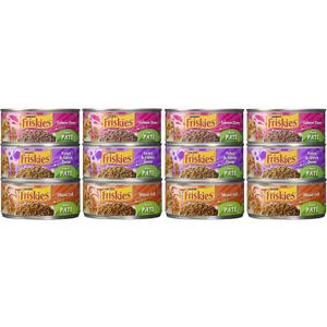 Friskies Wet Cat Food, Friskies Pate, 3-Flavor Variety Pack, 5.5-Ounce Can, Pack of 12 (EXP 05/01/28)