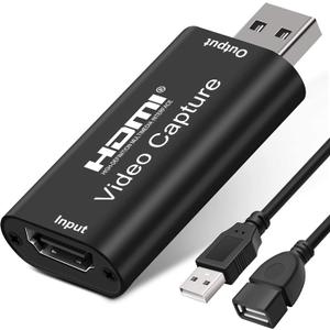 4K HDMI to USB 2.0 Video Capture Card 1080P Cam Link Card Game Capture Card Adapter Screen Record Capture Device for Streaming, Gaming, Video Conference, Teaching, Live Broadcasting (Black)