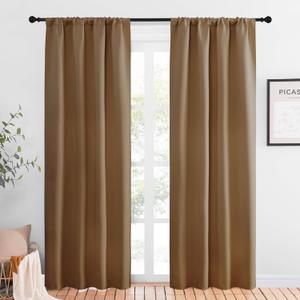 NICETOWN Blackout Curtains for Living Curtains, Gold Brown, 2 Panels, 42 by 84, Room Darkening Window Curtain Panels, Easy-Care Solid Thermal Insulated Draperies/Drapes for Daughter Room