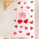 8 x 2 Sheets Valentines Day Window Clings Romantic Pink & Bow Heart Wall Stickers Holiday Wall Art Valentines Window Stickers for Holiday Bedroom Room Glass Decorations