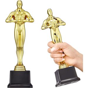 10 Inch Gold Award Statue Trophy, Plastic Golden Award for Party Favors, Event Awards, Movie Night, Home & Office Display